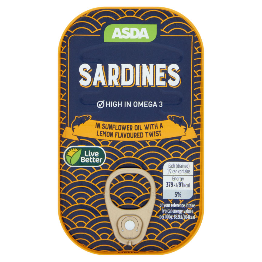 ASDA Sardines in Sunflower Oil with a Lemon Twist