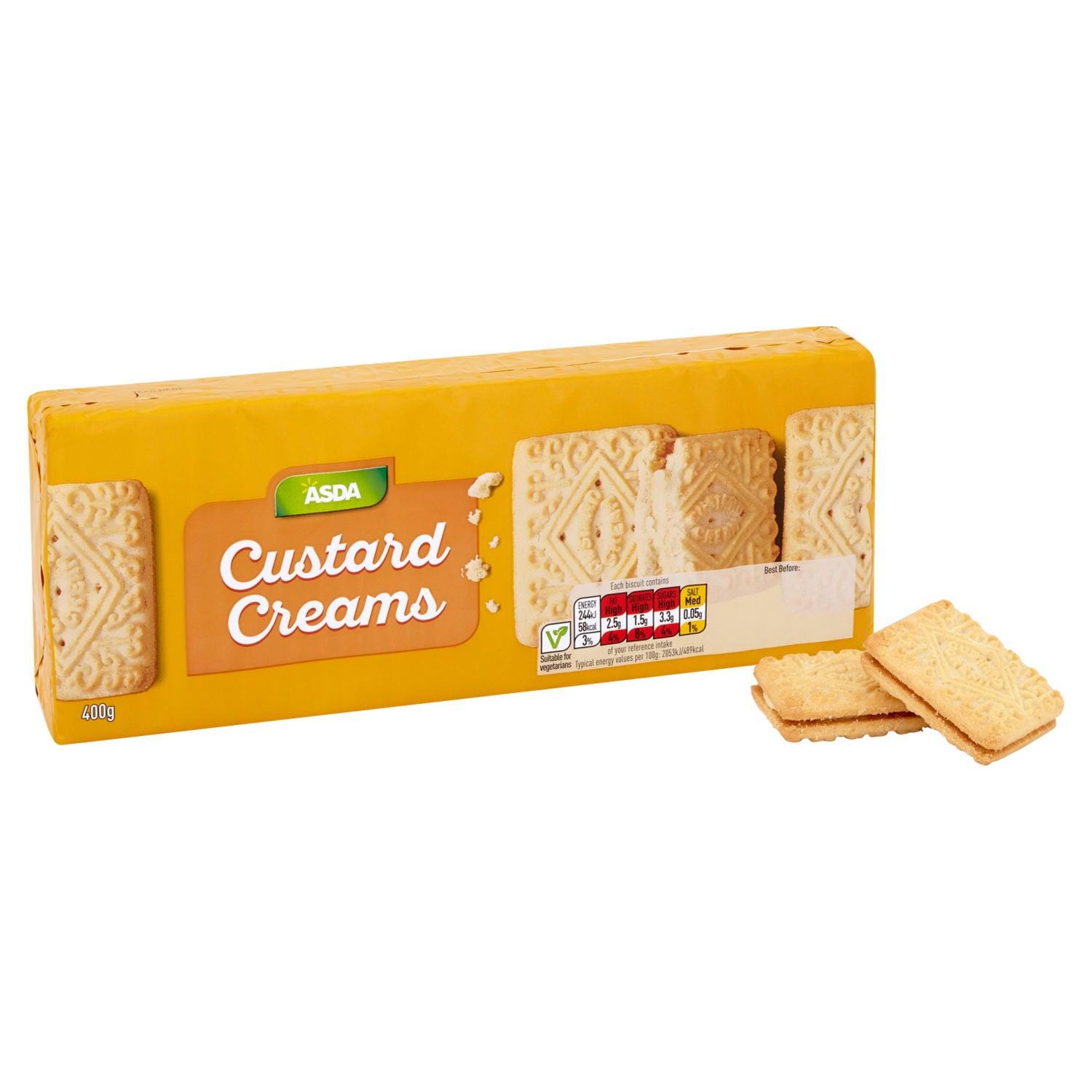 ASDA custard creams vanilla biscuit 400g - British product