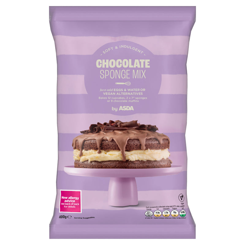 ASDA chocolate sponge mix 400g, imported from the UK