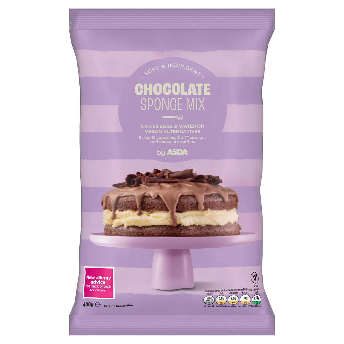 ASDA chocolate sponge mix 400g, imported from the UK