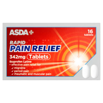 ASDA Rapid Pain Relief Ibuprofen Lysine tablets 16 tablets - British product