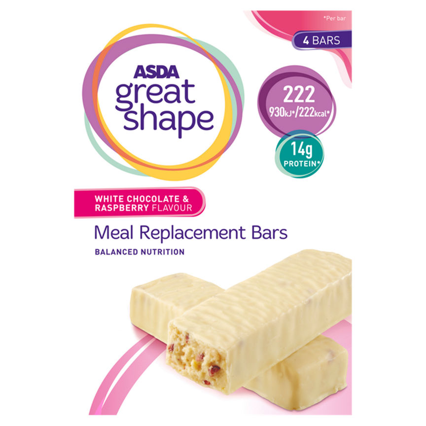 ASDA Great Shape Meal Replacement Bar White Chocolate & Raspberry Flavour 4 x 56g