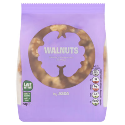 ASDA Walnuts Shelled Whole Kernel Packet 150g (British brand)