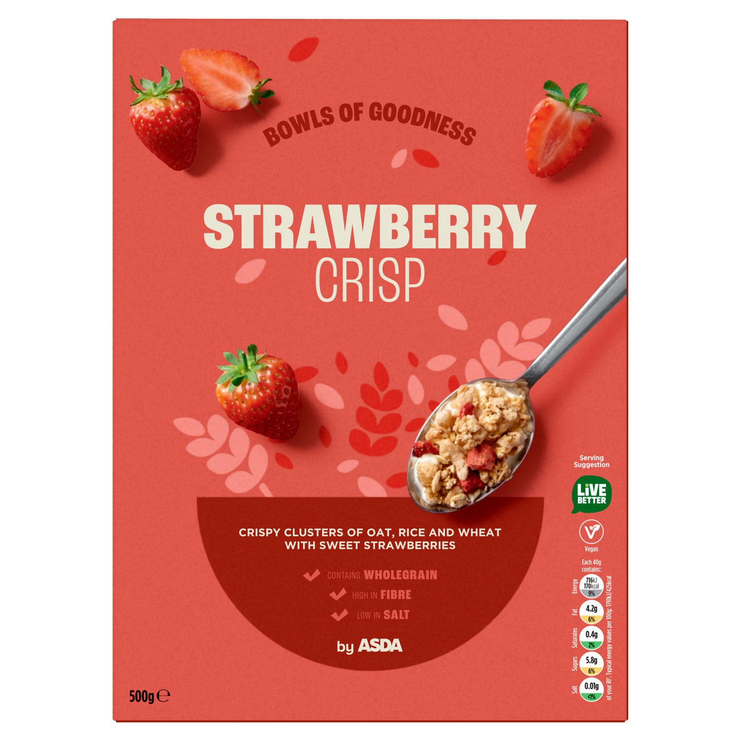 ASDA strawberry crisp cereal 500g - British product