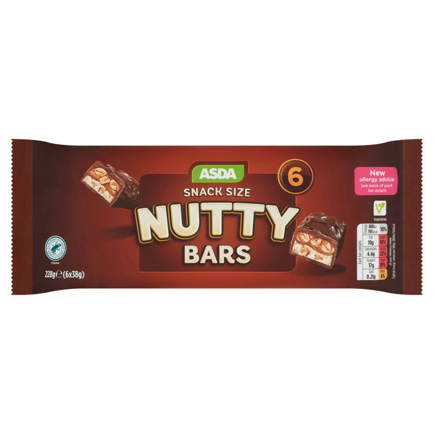 ASDA Snack Size Chocolate Nutty Bars 6 Pack GOODS ASDA   