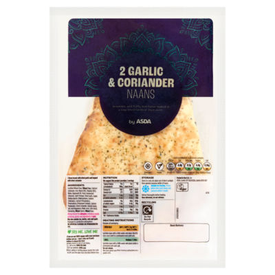 ASDA garlic and coriander naan bread 2 pack, UK version