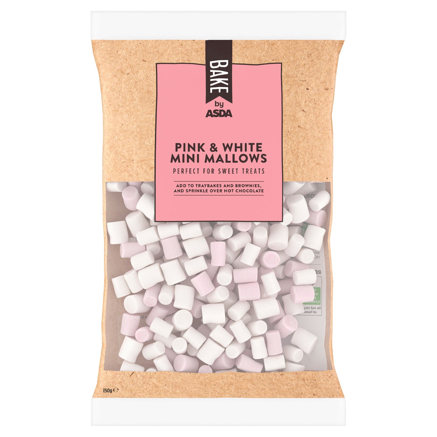 ASDA rosa weiße Mini-Marshmallows 150g - Britisches Produkt