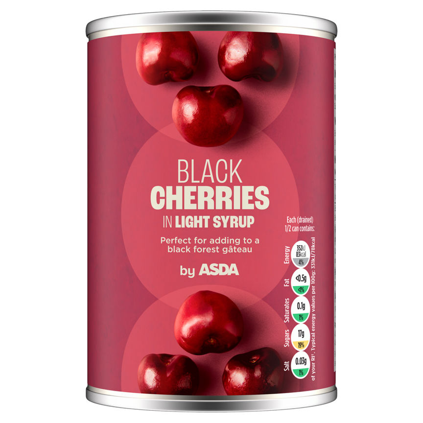 ASDA Black Cherries in Light Syrup 425g GOODS ASDA   