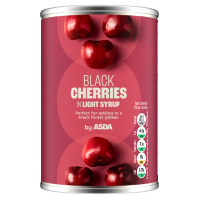 ASDA Entsteinte Schwarze Kirschen in leichtem Sirup Kirschen aus der Dose 425 g