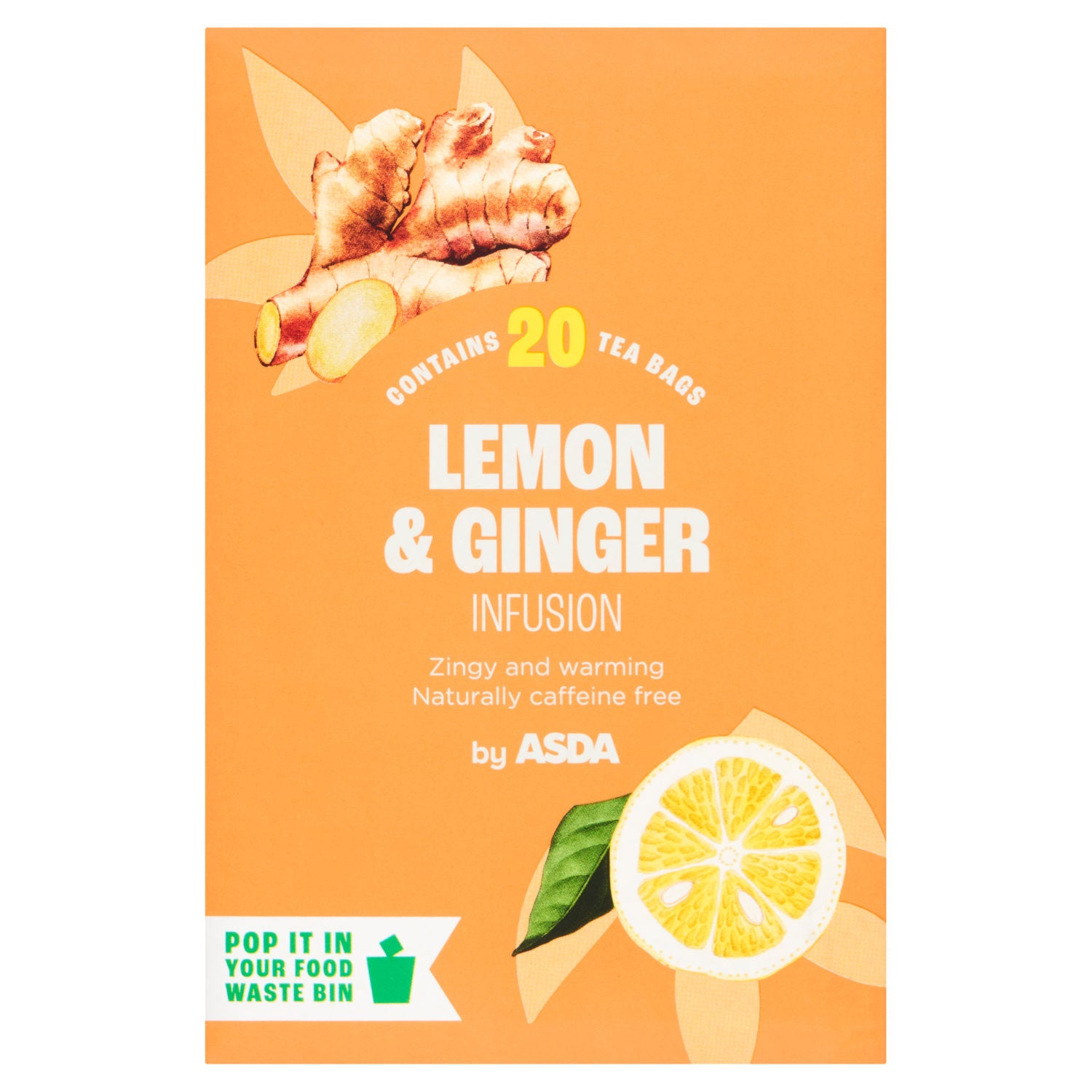 ASDA Lemon & Ginger Infusion Tea Bags 40g - British product