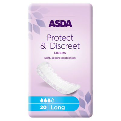 ASDA Protect & Discreet incontinence long liners, UK version