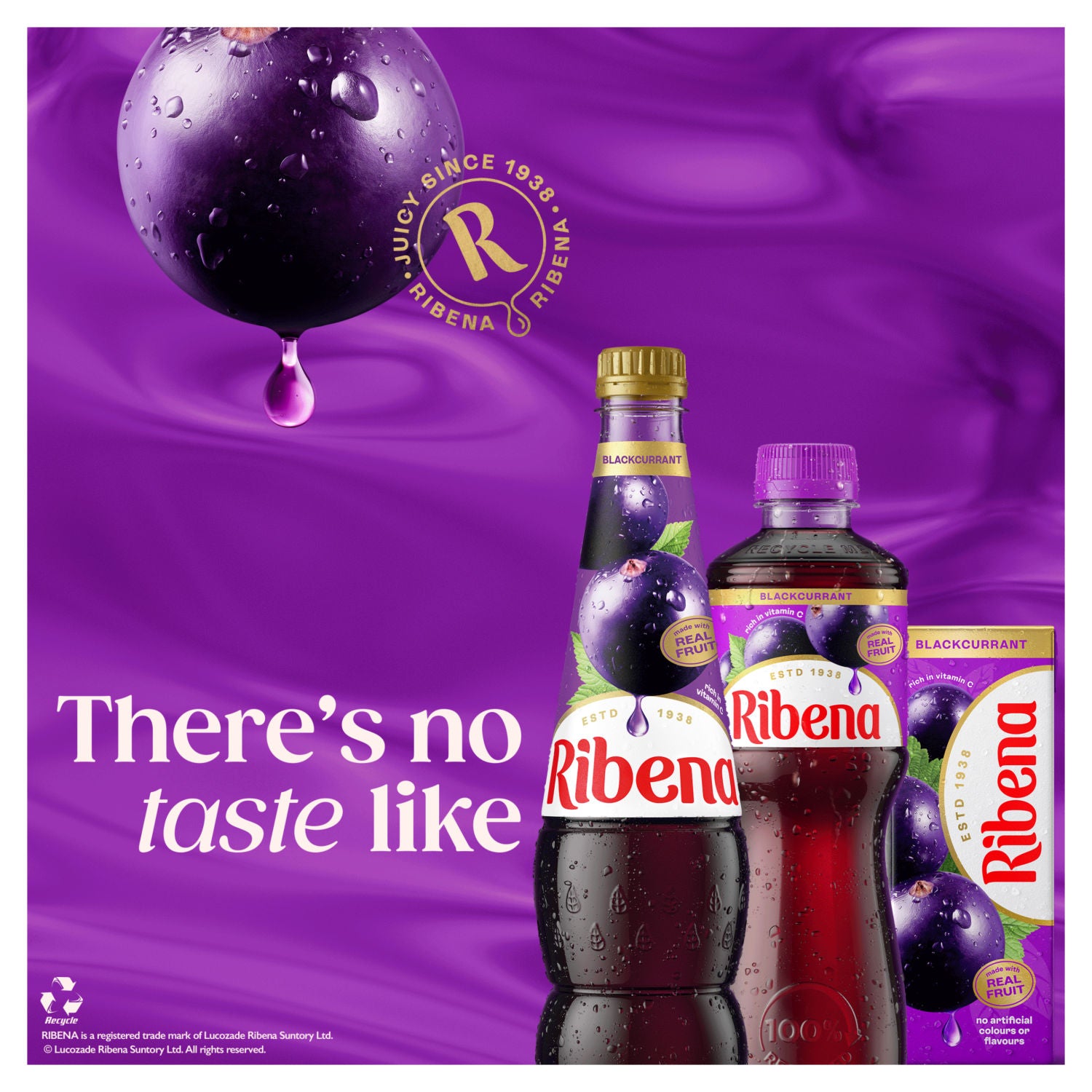 Ribena blackcurrant juice drink 1L, imported from the UK