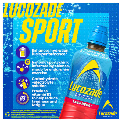 Lucozade Sport Raspberry flavour isotonic drink 750ml, UK version