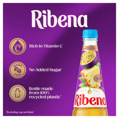 Ribena Pineapple Passion Fruit Squash 850ml (British brand)