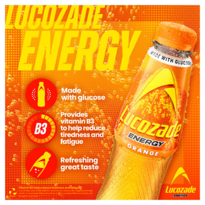Lucozade Orange energy drink 8x380ml multipack - British product