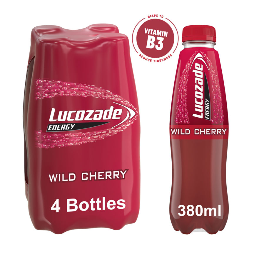 Lucozade Energy Drink Wild Cherry 4x380ml GOODS ASDA   