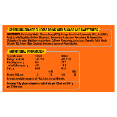 Lucozade energy drink Orange multipack 24 x 330ml, imported from the UK
