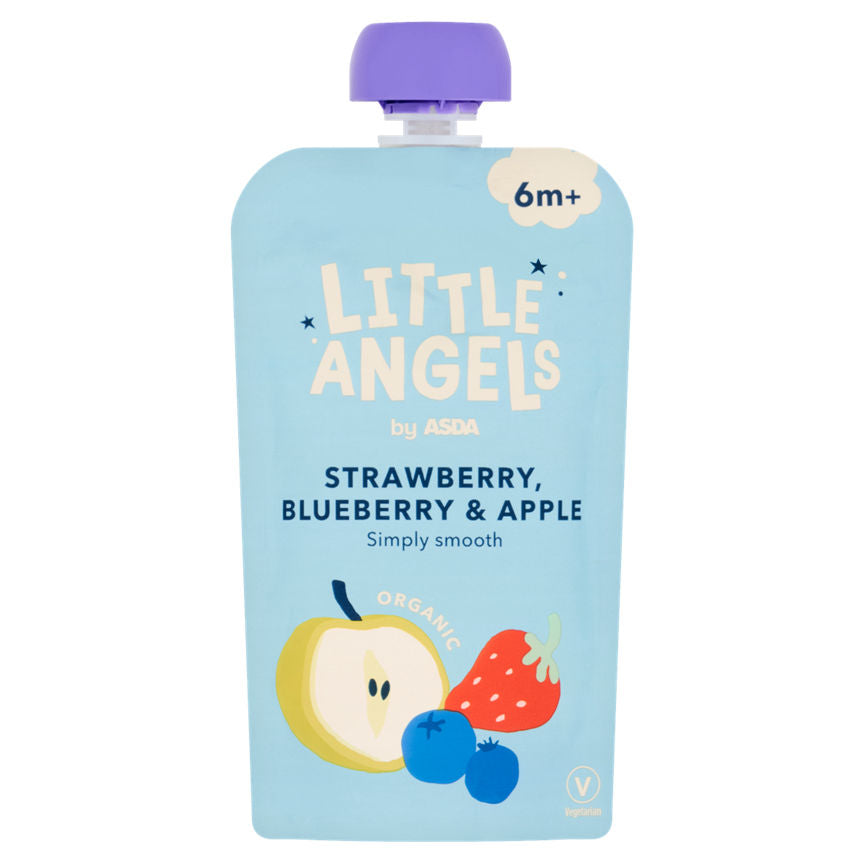 LITTLE ANGELS by ASDA Organic Strawberry, Blueberry & Apple Baby Food 6+ Months GOODS ASDA   