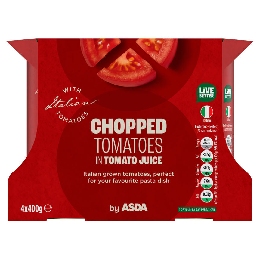 ASDA Chopped Tomatoes in Tomato Juice 4 x 400g GOODS ASDA   