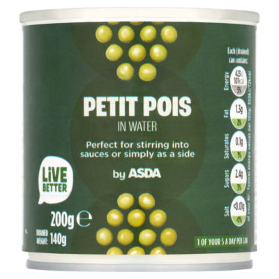 ASDA små erter i vann 140g - Britisk produkt