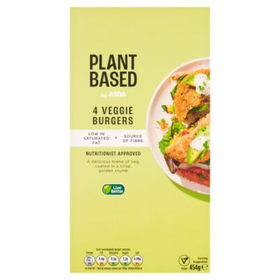 ASDA plant-based veggie burgers 454g - British product