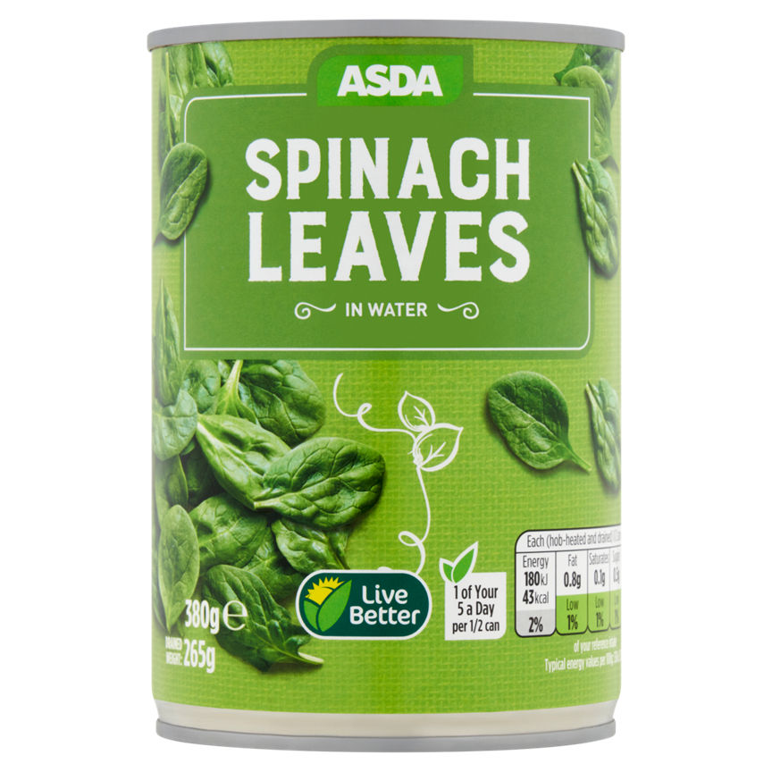 ASDA Spinach Leaves in Water 380g