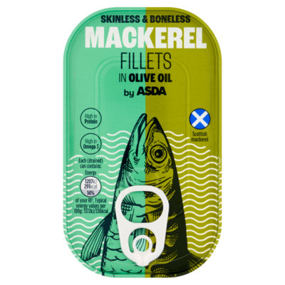 ASDA Mackerel Fillets in Olive Oil 125g - British product
