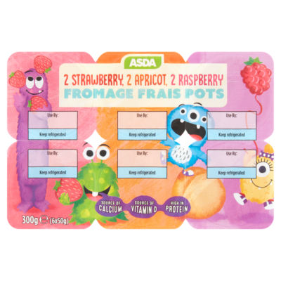 ASDA Kids Mix Flavours Fromage Frais Pots 6 x 50g