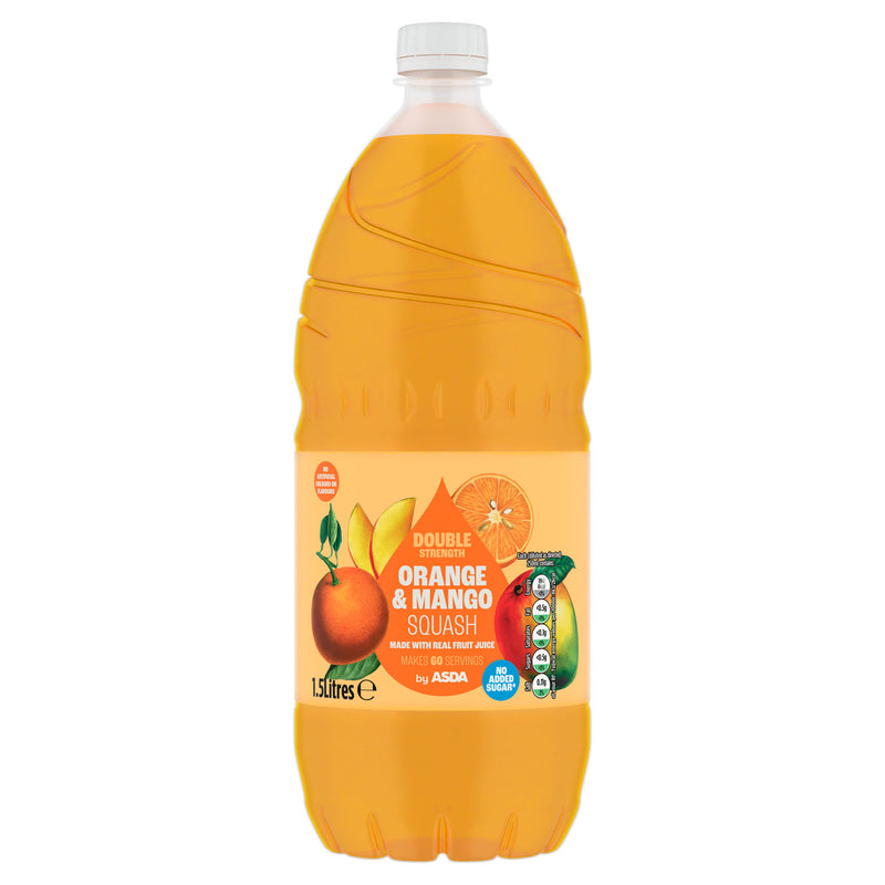 ASDA orange & mango squash 1.5 litres, no added sugar - British product