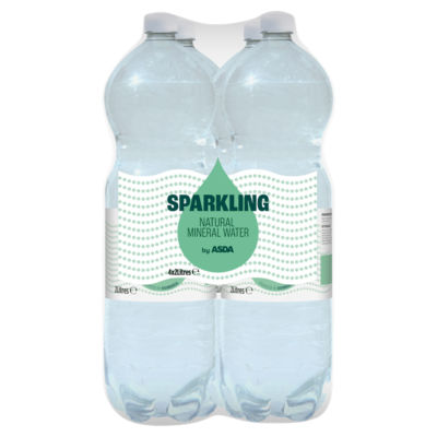 ASDA kullsyreholdig naturlig mineralvann 4 x 2 liter, UK-versjon