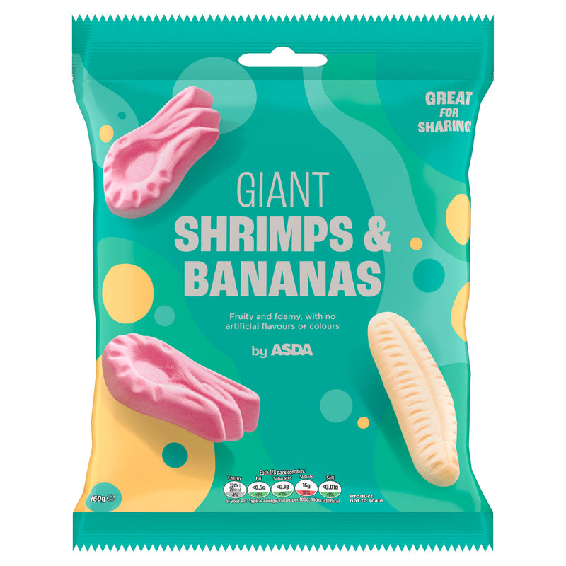 ASDA foam candy raspberry and banana flavour 160g, UK version
