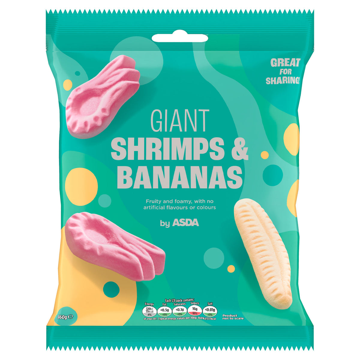 ASDA foam candy raspberry and banana flavour 160g, UK version