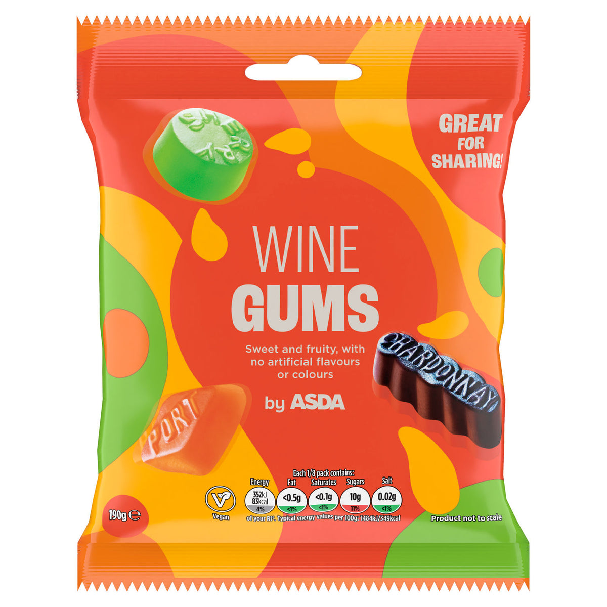 ASDA Wine Gums 190g, imported from the UK