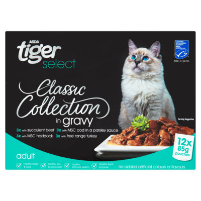 ASDA ASDA Tiger Select Classic Collection in Gravy Wet Cat Food 12 x 85g (1.02kg)- Buy online at McGrocer