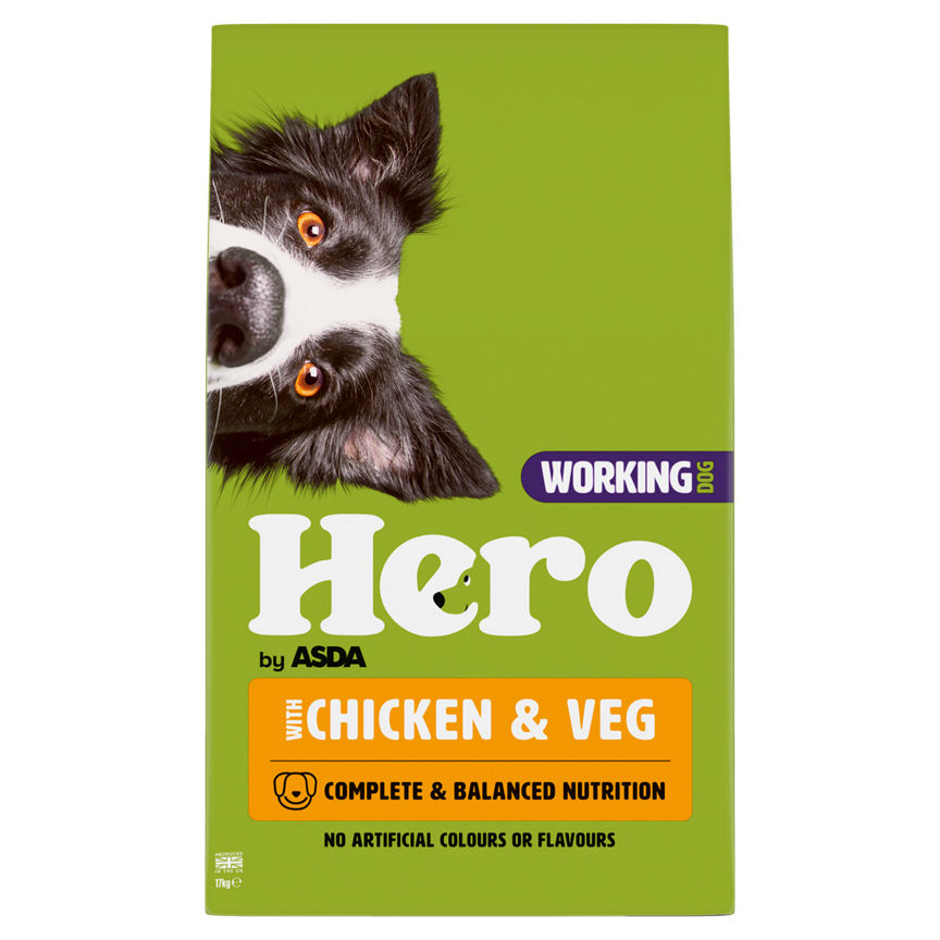 Hero by ASDA Chicken & Veg Dry Working Dog Food 17kg GOODS ASDA   