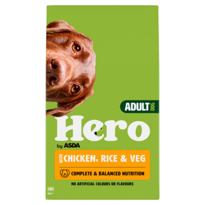 ASDA Hero Adult Dog Food with Chicken Rice & Veg 12kg- Buy online at McGrocer