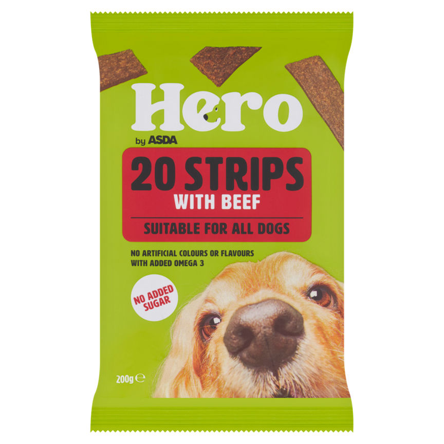 Hero by ASDA 20 Strips With Beef Suitable For All Dogs 200g