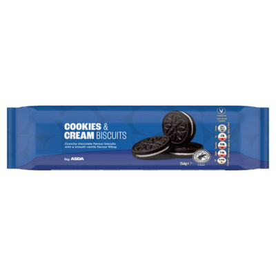 ASDA Cookies & Cream Biscuits Chocolate Flavoured Vanilla Filling 154g