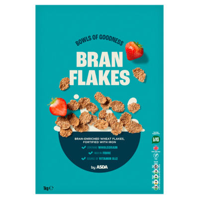 ASDA Bran Flakes Breakfast Cereal Fortified with Vitamins 1kg- Buy online at McGrocer