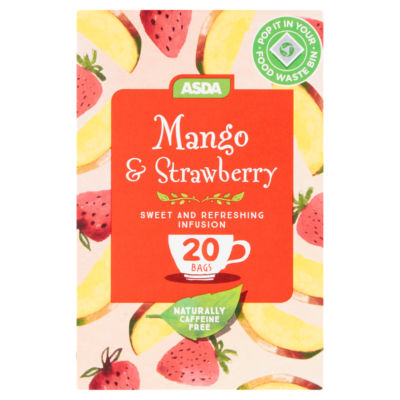 ASDA Mango- und Erdbeer-Teebeutel, 20 Stück – Britisches Produkt