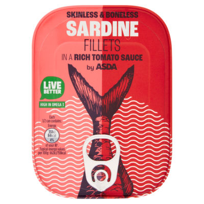 ASDA Sardinerfilet i Rik Tomatsaus Hermetiske Sardiner 106g