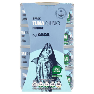 ASDA tuna chunks in brine 4 x 145g - British product