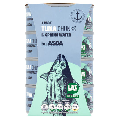 ASDA ASDA Tuna Chunks in Spring Water 4 x 145g (580g)- Buy online at McGrocer