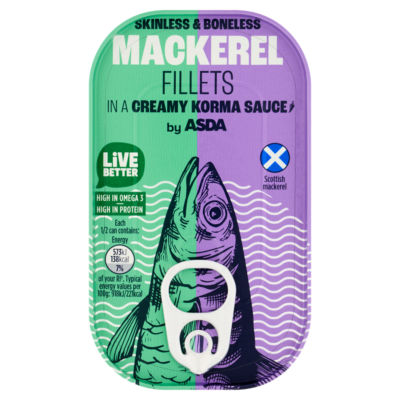 ASDA Mackerel Fillets Creamy Korma Sauce 125g - British product