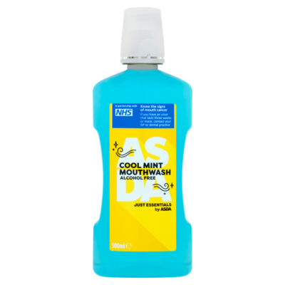 ASDA Just Essentials alcohol free cool mint mouthwash 500ml, UK version