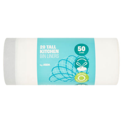 ASDA 20 Tall Kitchen Bin Liners 50 Litres