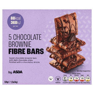 ASDA Chocolate Brownie Fibre Bars Dark Chocolate Chips 5 x 24g