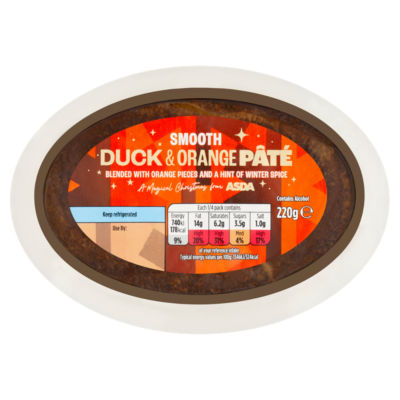 ASDA pâté Duck & Orange 220g, imported from the UK