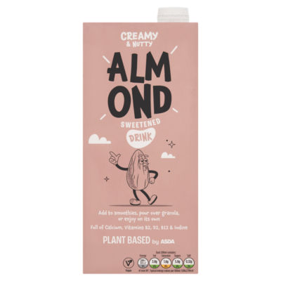 ASDA ASDA Plant Based Almond Sweetened Drink Almond Milk Alternative 1L- Buy online at McGrocer