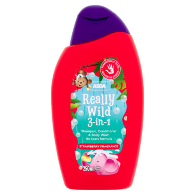 ASDA ASDA Really Wild Erdbeer-3-in-1 Shampoo, Conditioner und Körperwäsche für Kinder, 250ml - Jetzt bei McGrocer online kaufen